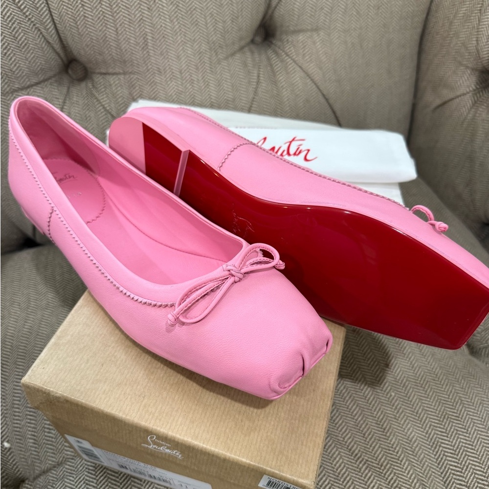 Christian Louboutin Mamadrague Pink Ballet Flats with Bow